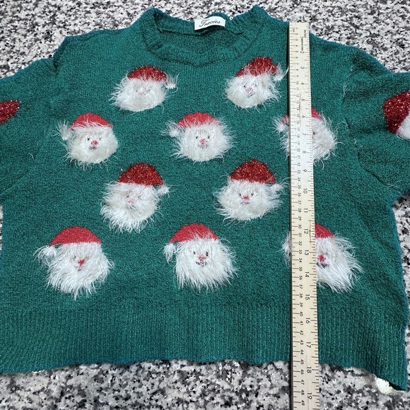 Fuzzy Santa Heads Ugly Christmas Sweater - Picture 7 of 9